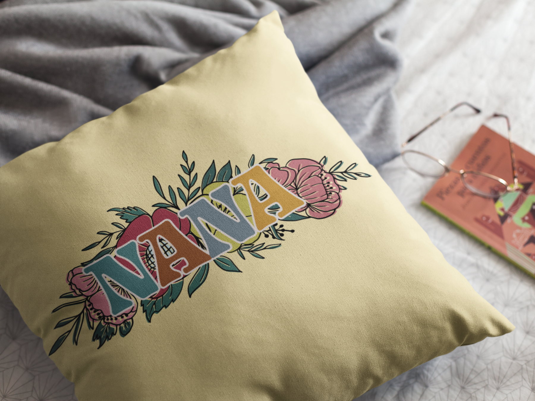 🌸🌿 NANA – Bold Floral Name DTF Transfer FT621