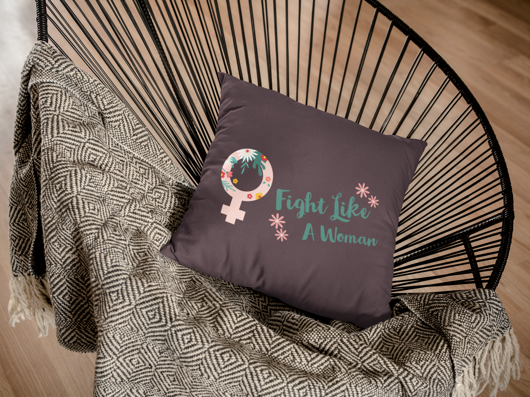 🌸 Fight Like a Woman – Floral Feminine Power | DTF Transfer FT659