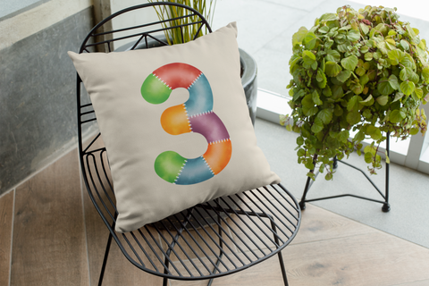 🎂✨ Birthday Number 3 – Patchwork Stitch Style | DTF Transfer FT1146