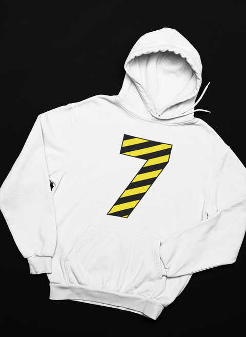⚠️ “7” – Seven – Yellow & Black Striped Pattern Numeric | DTF Transfer FT1027