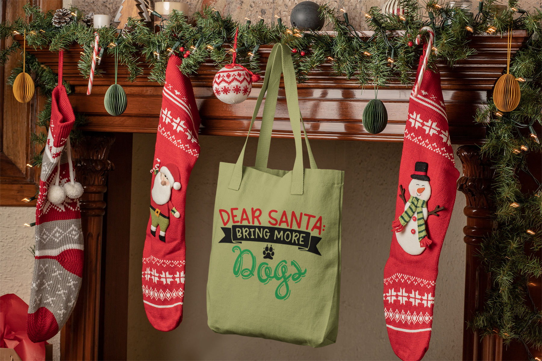 Dear Santa: Bring More Dogs – Cute Holiday Pet Lover Design in Black FT489