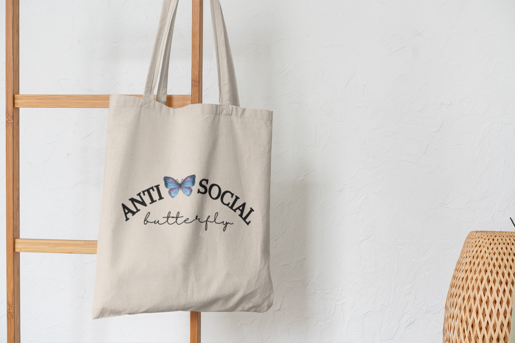 🦋💛 “Anti-Social Butterfly” Watercolor DTF Transfer in Black FT509