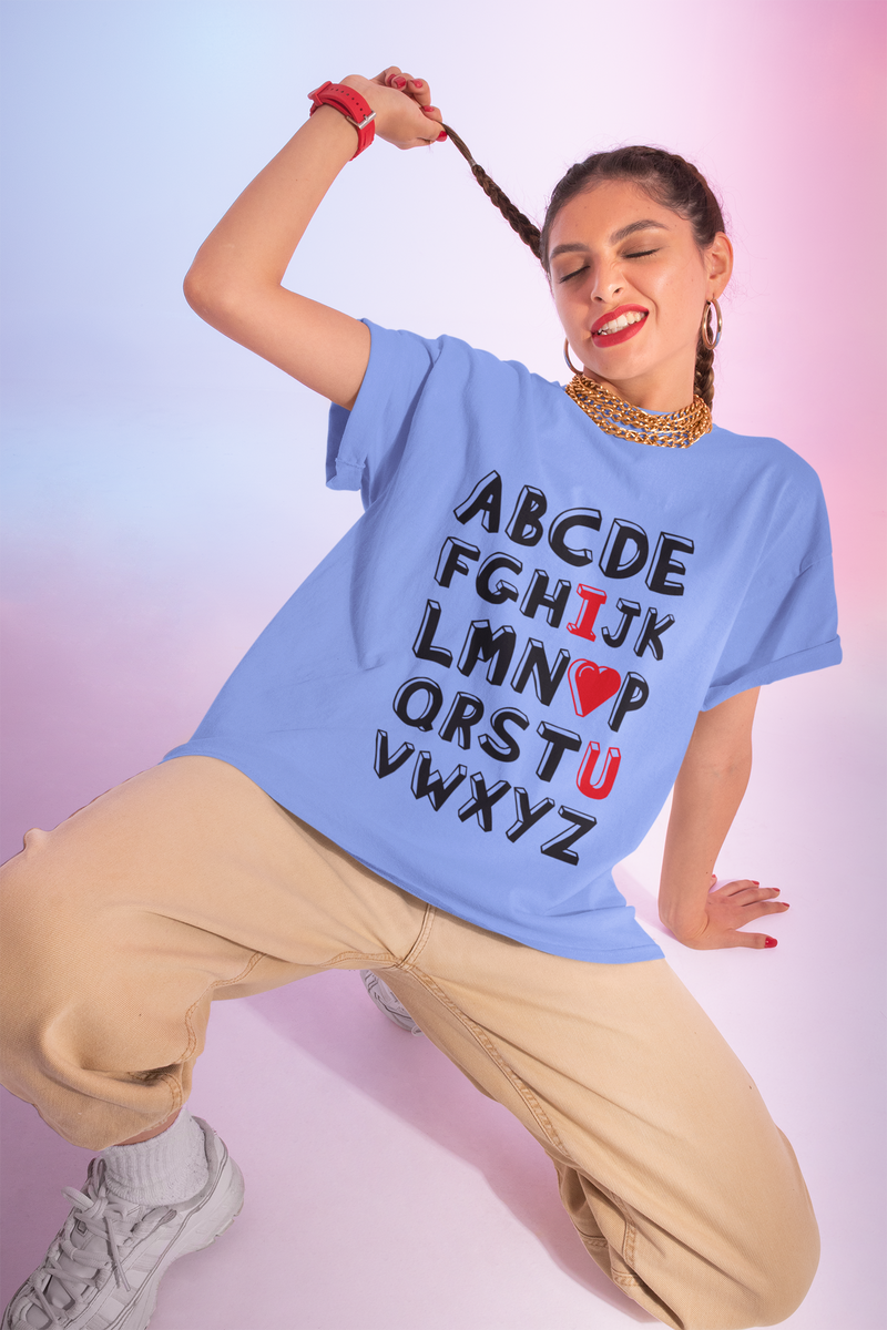 🔤 I ❤️ U Alphabet Hidden Love Message Black Font Design DTF Transfer FT412