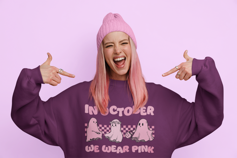 🎀🌸 In October We Wear Pink Ghosts Design DTF Transfer FT299