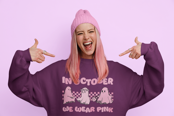 🎀🌸 In October We Wear Pink Ghosts Design DTF Transfer FT299