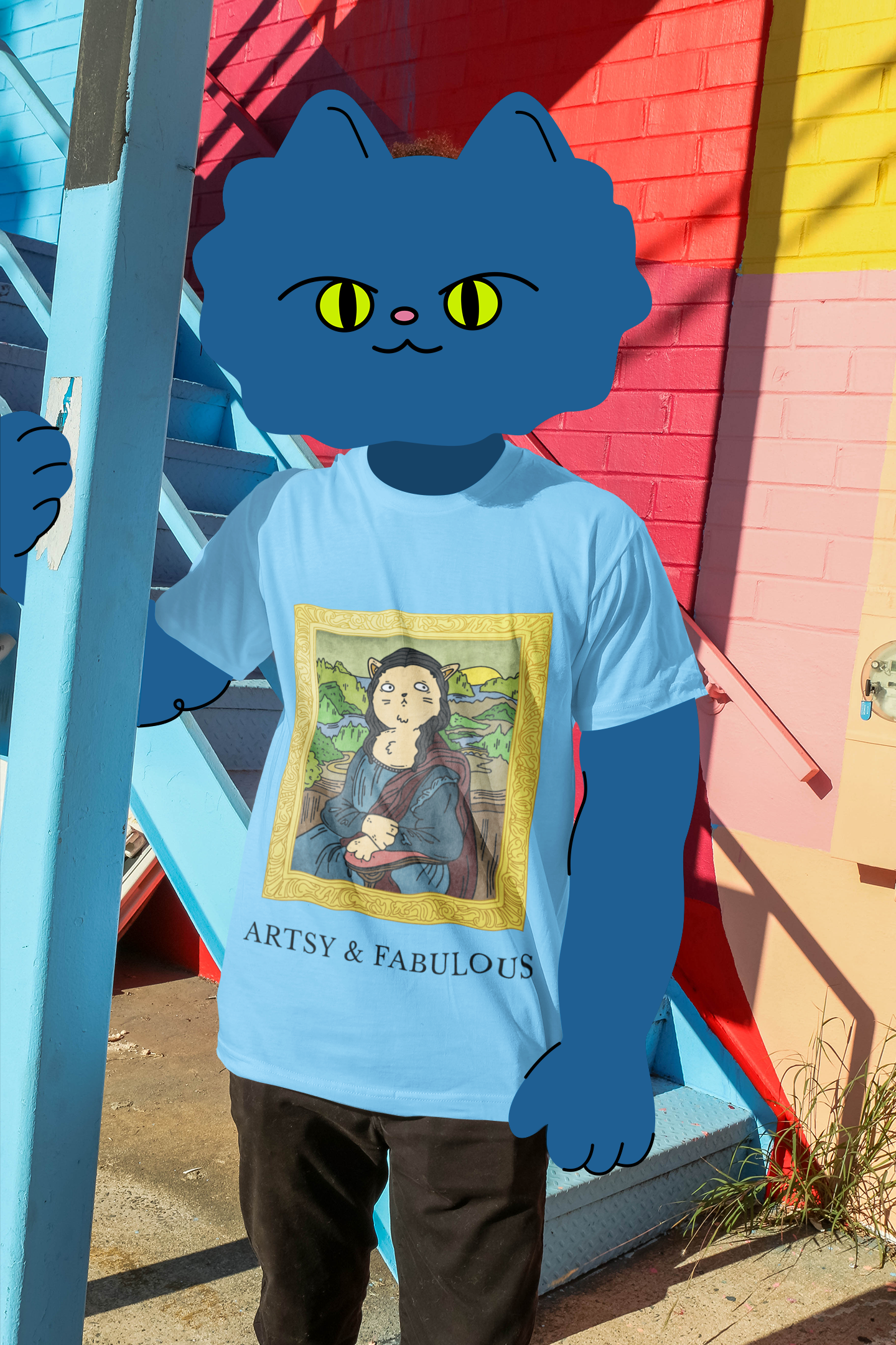 🖼️ The Meow-na Lisa Design in Black DTF Transfer FT432