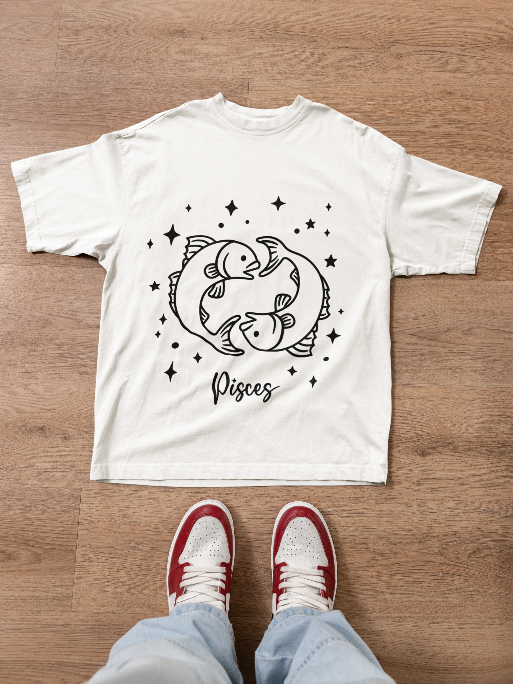 ♓🐟 Pisces Zodiac – Dreamer Soul Black DTF Transfer FT900