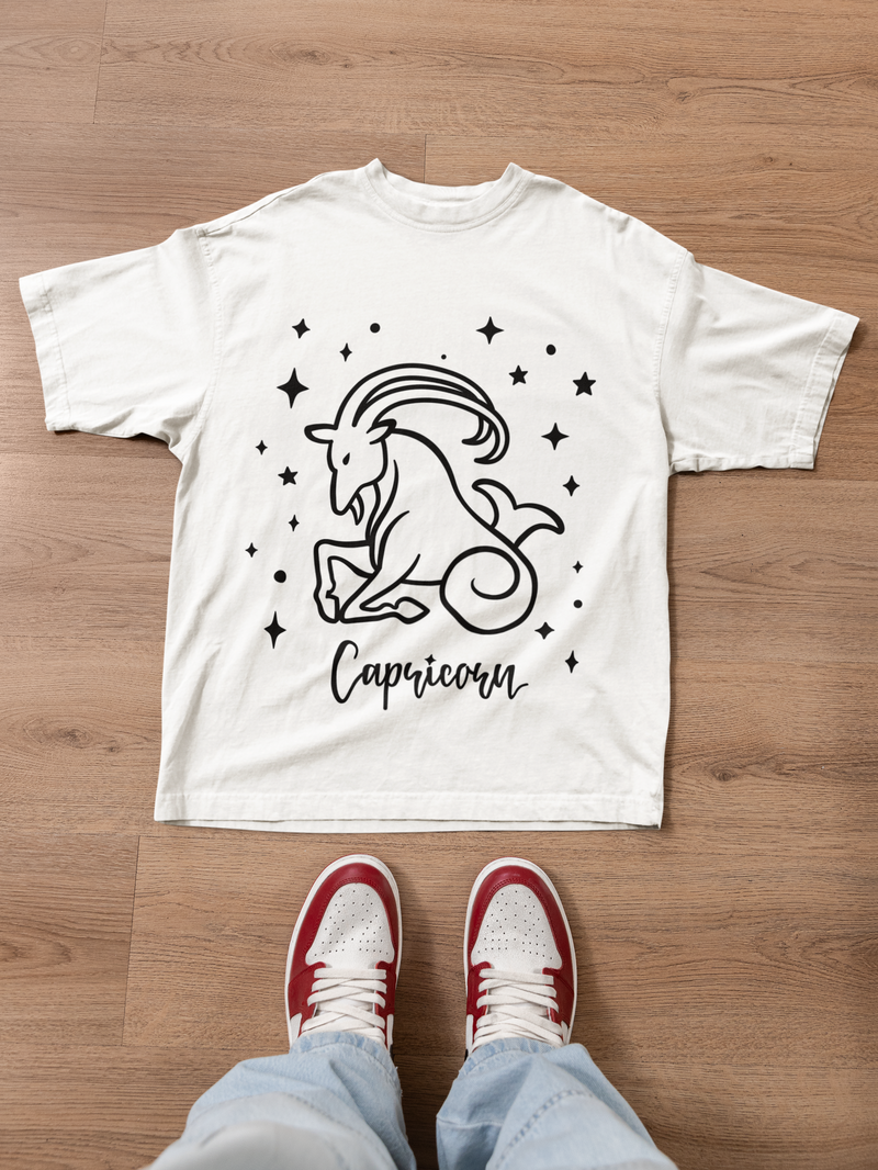 ♑🐐 Capricorn Zodiac – Relentless Ambition Black DTF Transfer FT902