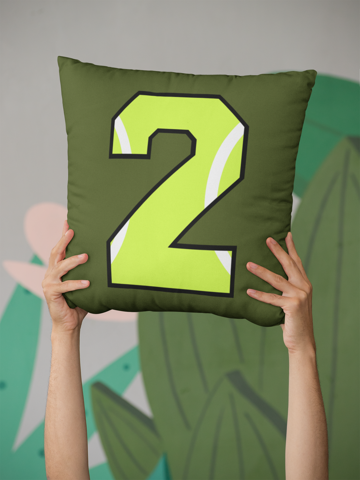 🎾 “2” – Two – Neon Green Tennis-Style Numeric | DTF Transfer FT1042