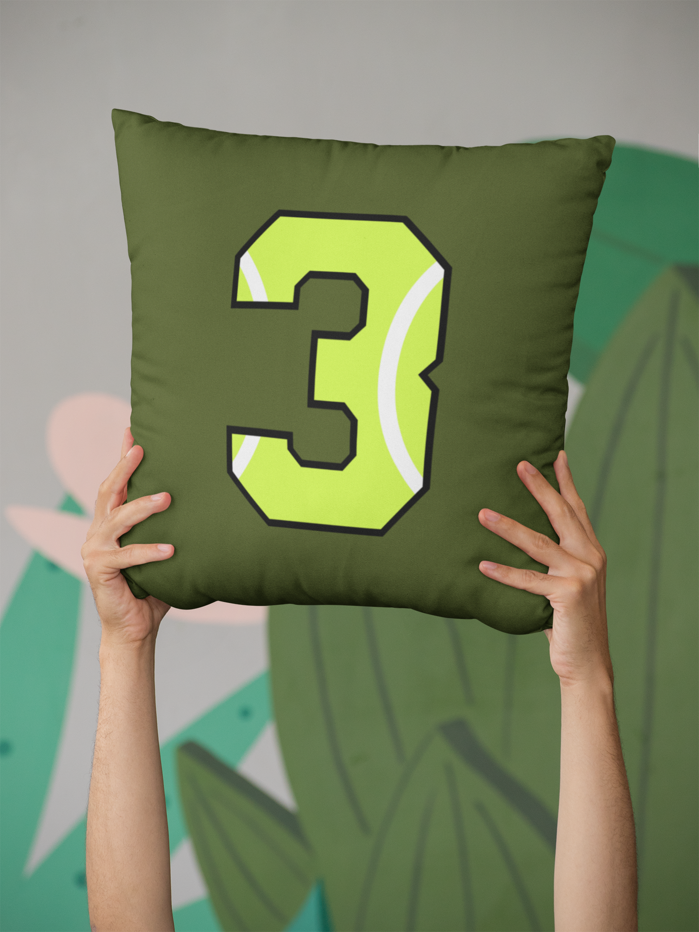 🎾 “3” – Three – Neon Green Tennis-Style Numeric | DTF Transfer FT1043