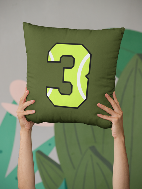 🎾 “3” – Three – Neon Green Tennis-Style Numeric | DTF Transfer FT1043