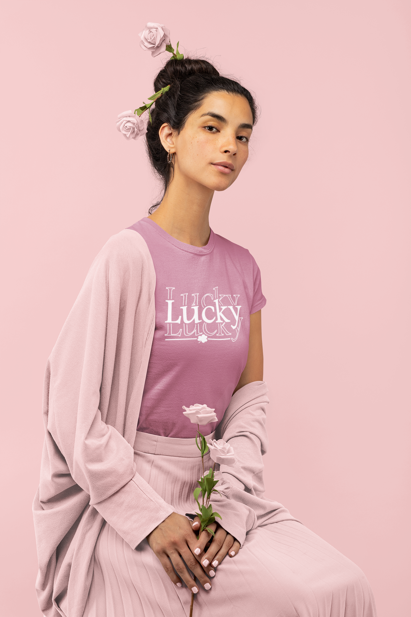 🍀 Lucky Minimal Clover Typography Design DTF Transfer FT379