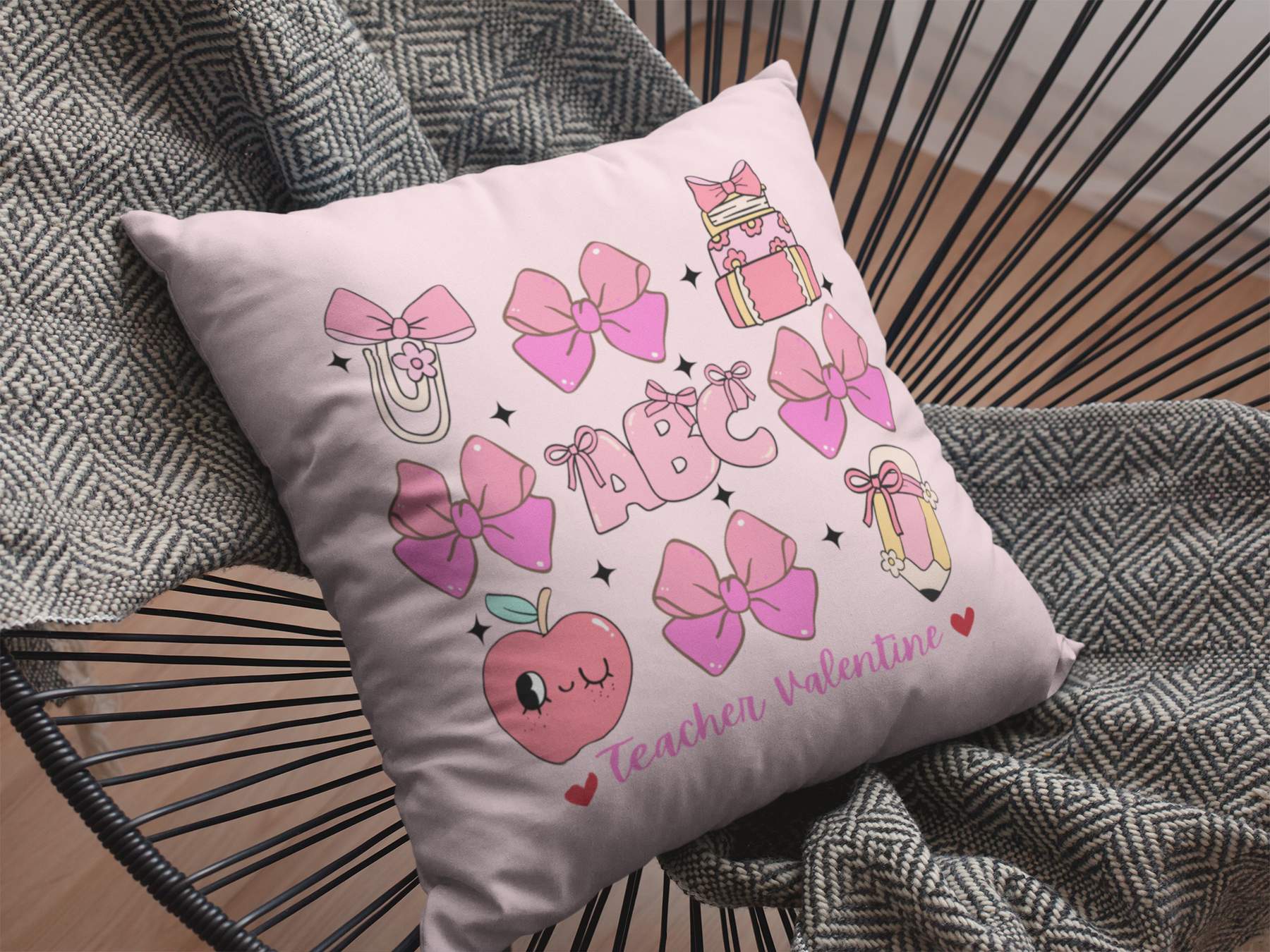 🎀 Teacher Valentine Bow Clipart Set – ABC School Love | DTF Transfer FT1125