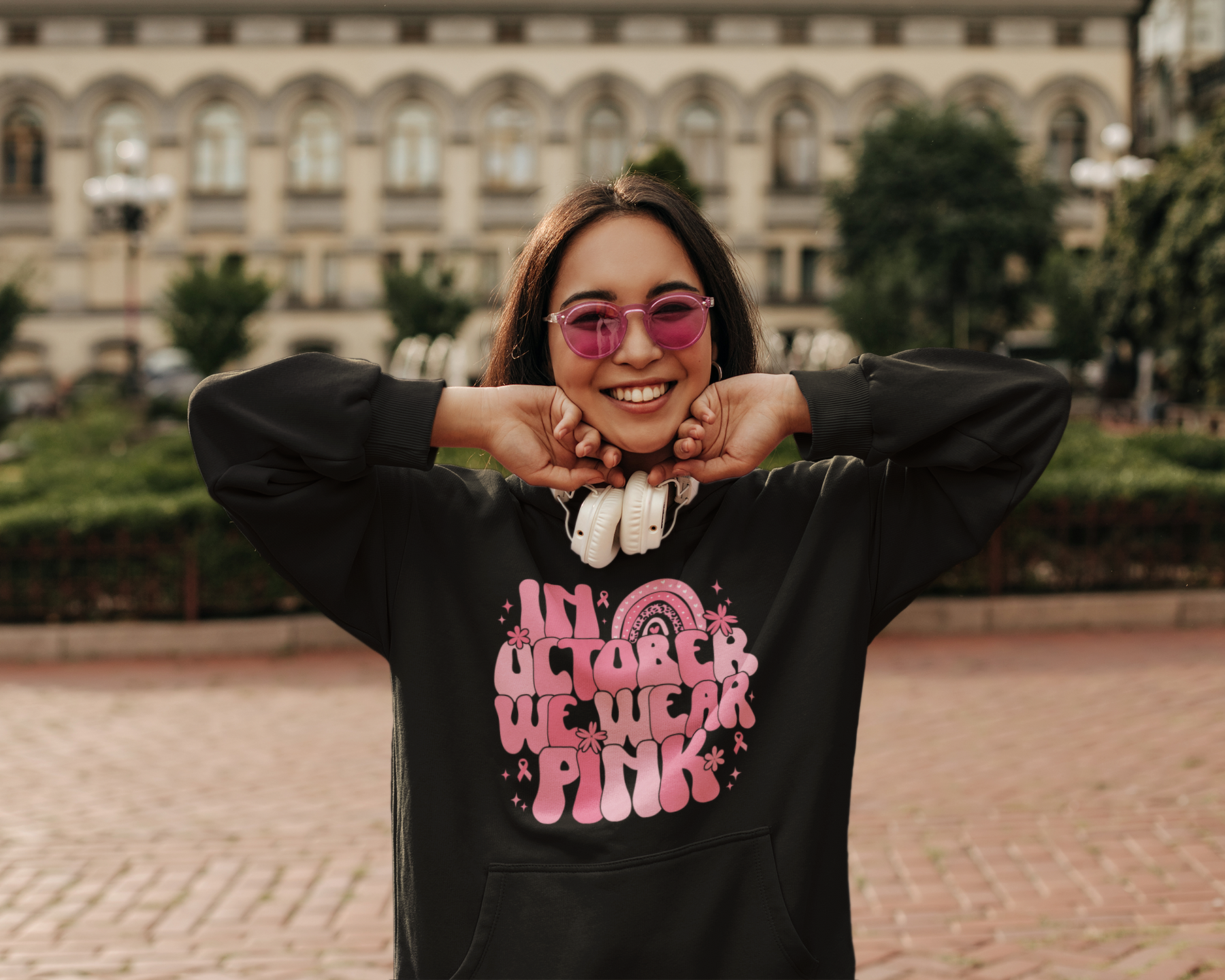 🎀🌸 In October We Wear Pink Rainbow Design DTF Transfer FT298