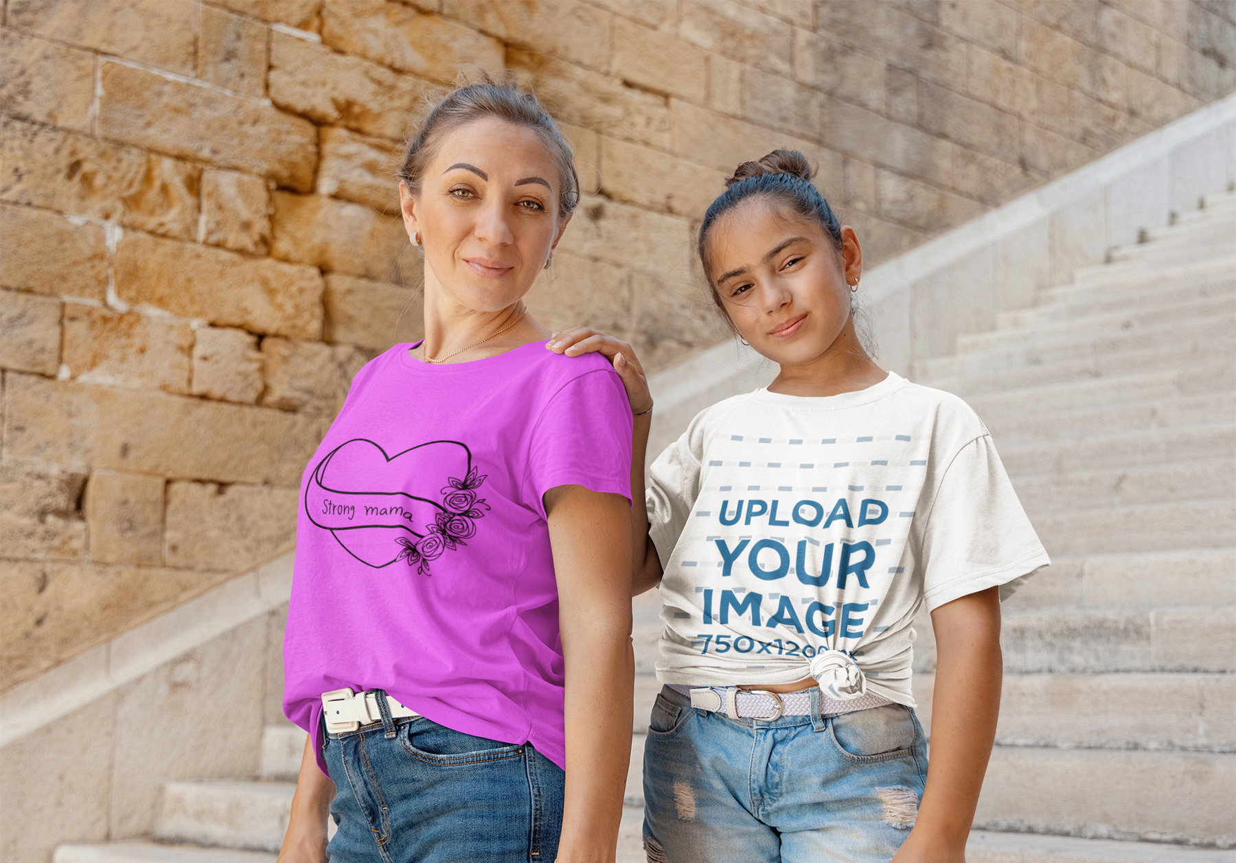 💪🌸 Strong Mama | Floral Heart Line Art Black DTF Transfer FT869