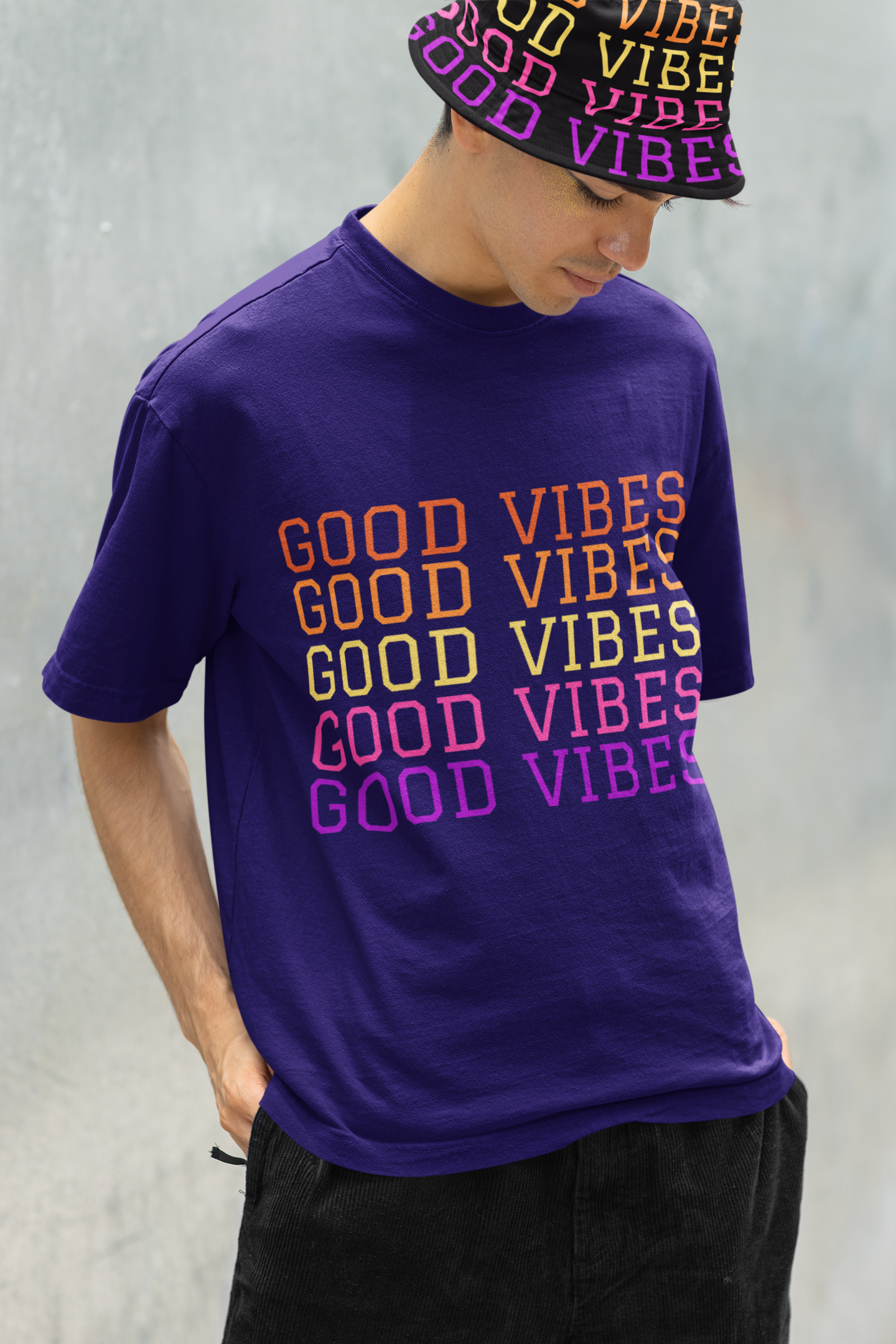 ✨ GOOD VIBES – Retro Gradient Typography | DTF Transfer FT802