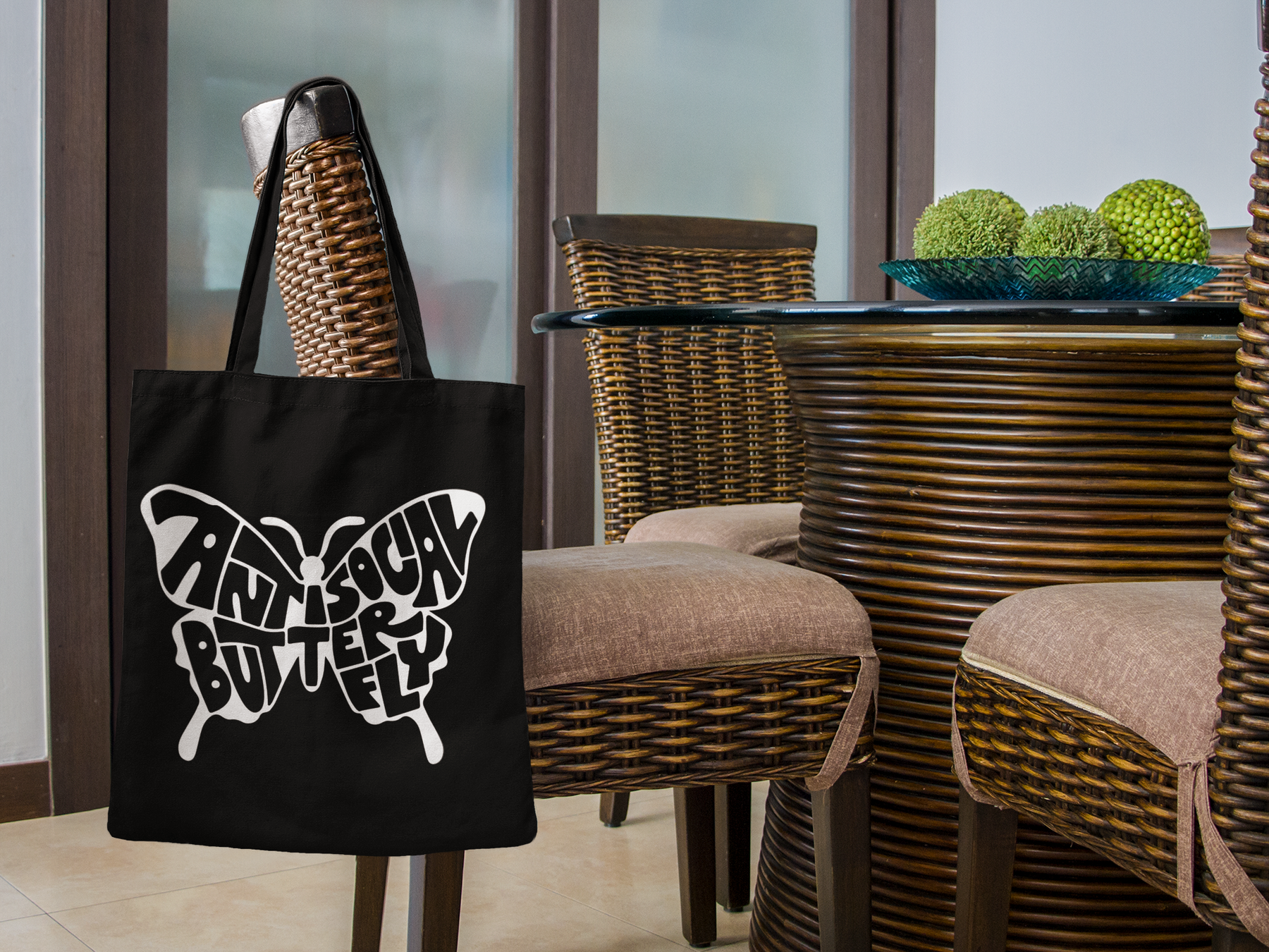 🦋💛 “Anti-Social Butterfly” in Black DTF Transfer in Black FT506