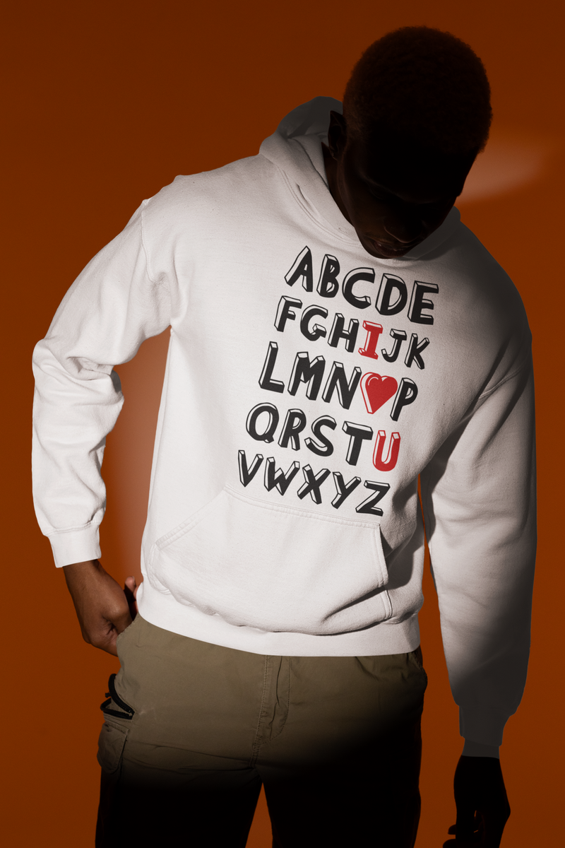 🔤 I ❤️ U Alphabet Hidden Love Message Black Font Design DTF Transfer FT412