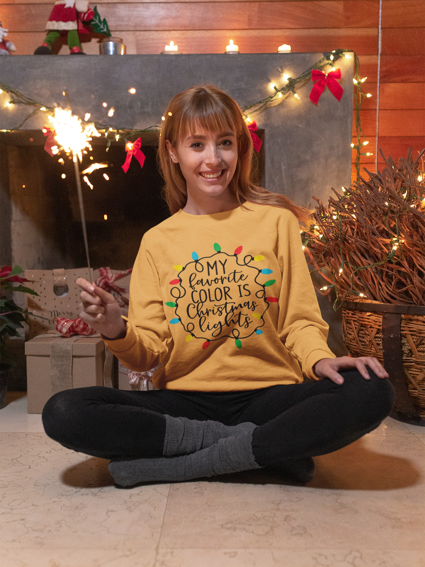 My Favorite Color Is Christmas Lights in Black FT486