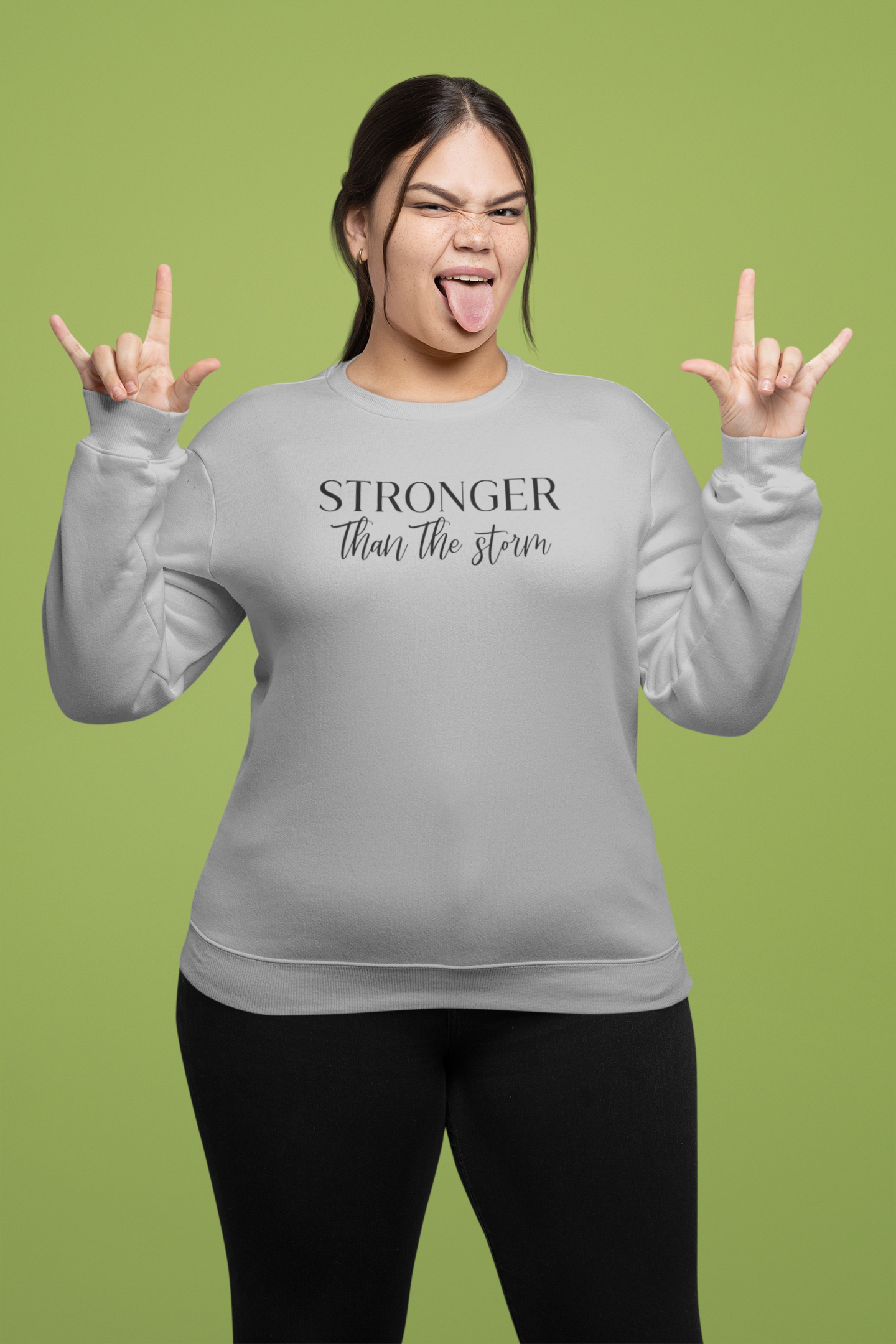 🖤 STRONGER Than The Storm – Black Typography | Tonal DTF Transfer FT822