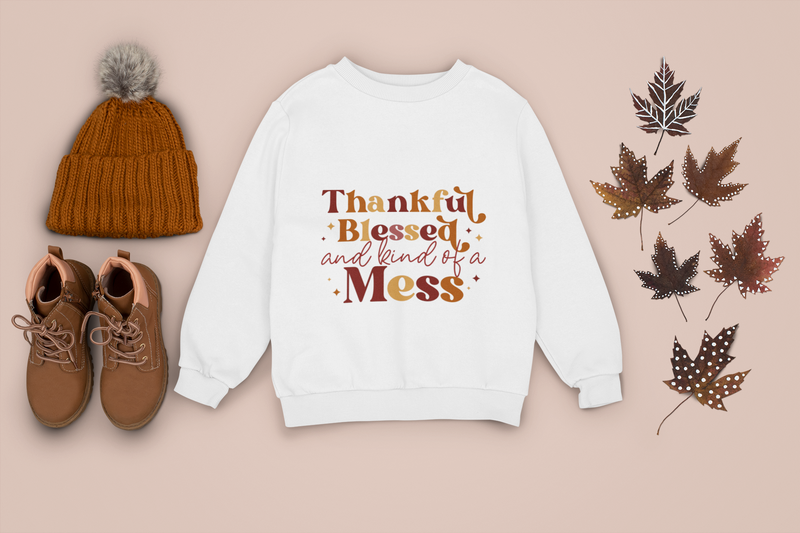 🍂 Thankful, Blessed & Kind of a Mess DTF Transfer FT447