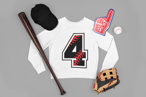 ⚾ Athletic Number “4” – Baseball Stitch | DTF Transfer FT1168