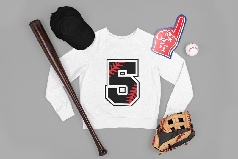 ⚾ Athletic Number “5” – Baseball Stitch | DTF Transfer FT1169