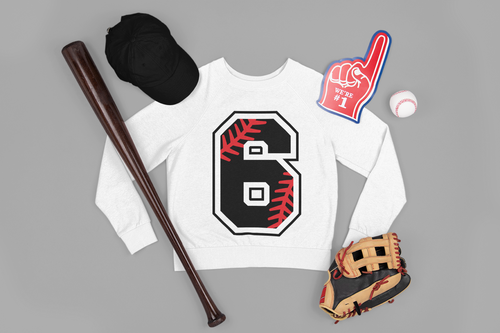 ⚾ Athletic Number “6” – Baseball Stitch | DTF Transfer FT1170