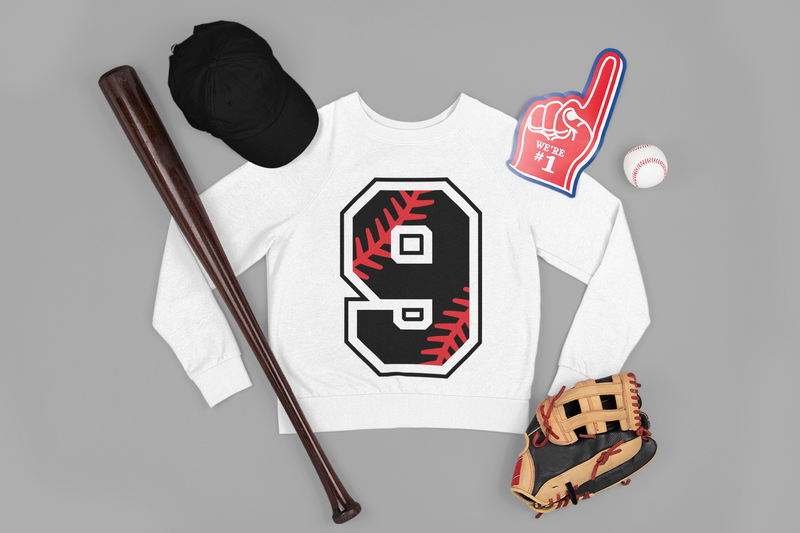 ⚾ Athletic Number “9” – Baseball Stitch | DTF Transfer FT1173