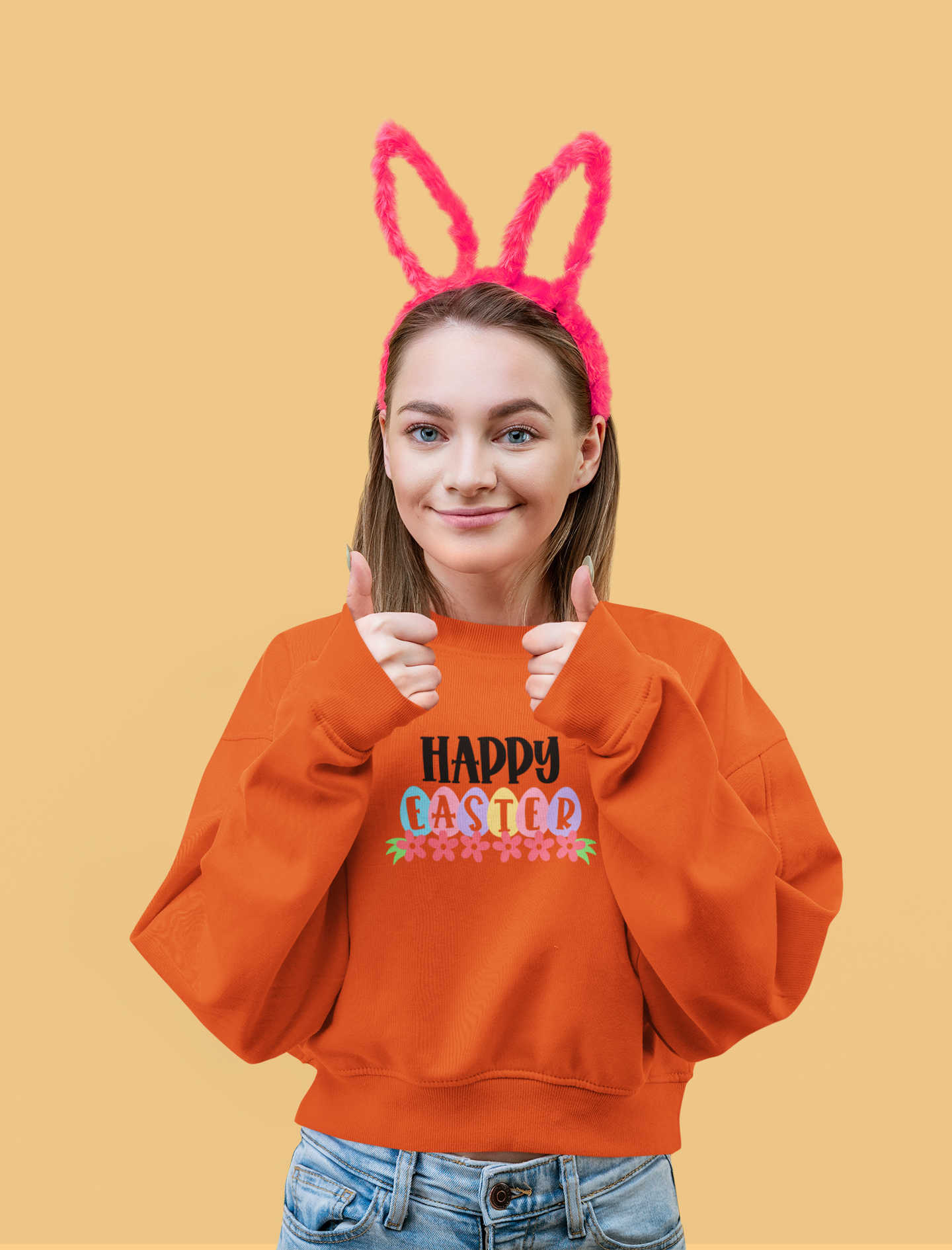 🌈 Happy Easter Cute Pastel Eggs & Flowers & Black Font Design DTF Transfer FT361