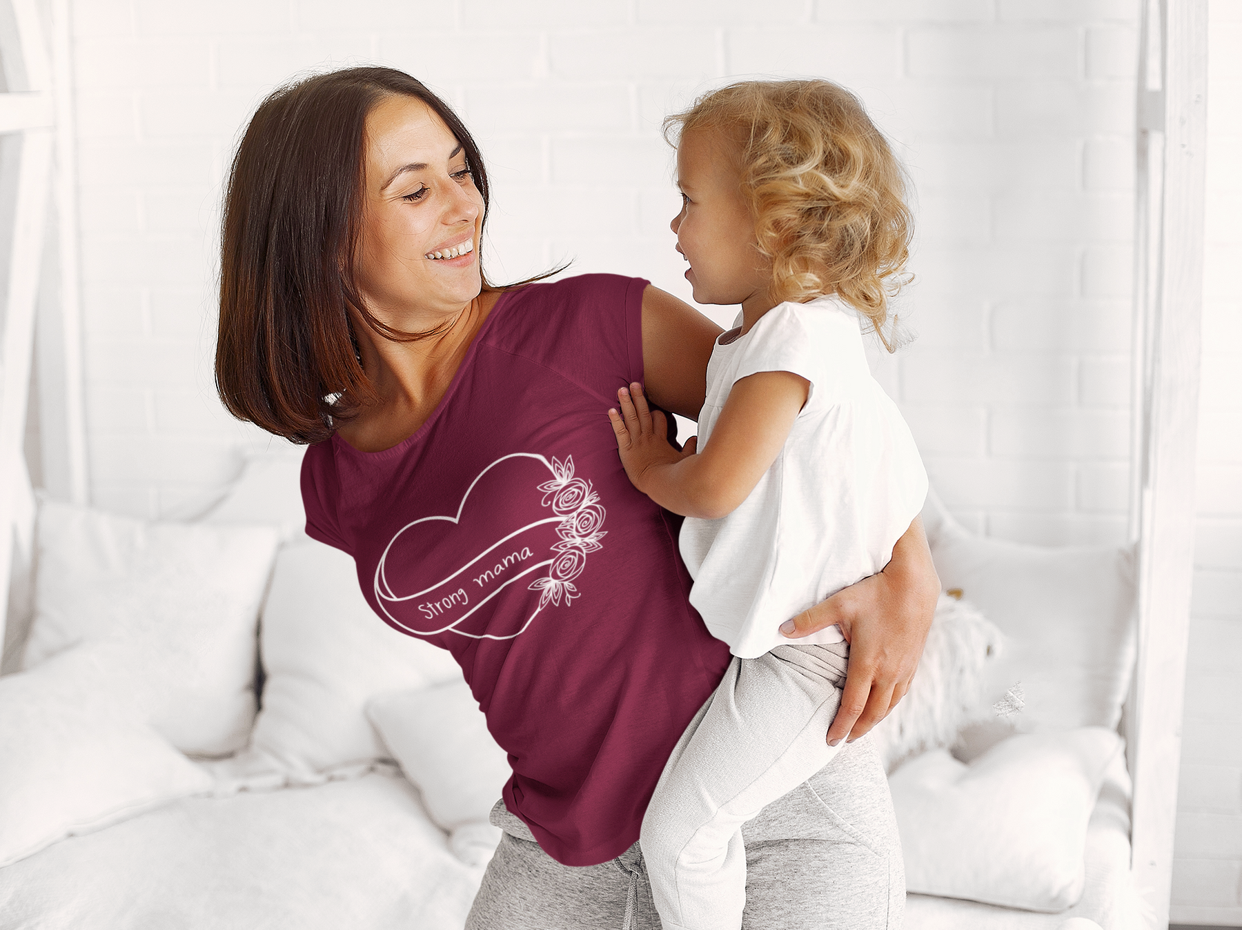 💪🌸 Strong Mama | Floral Heart Line Art DTF Transfer FT868