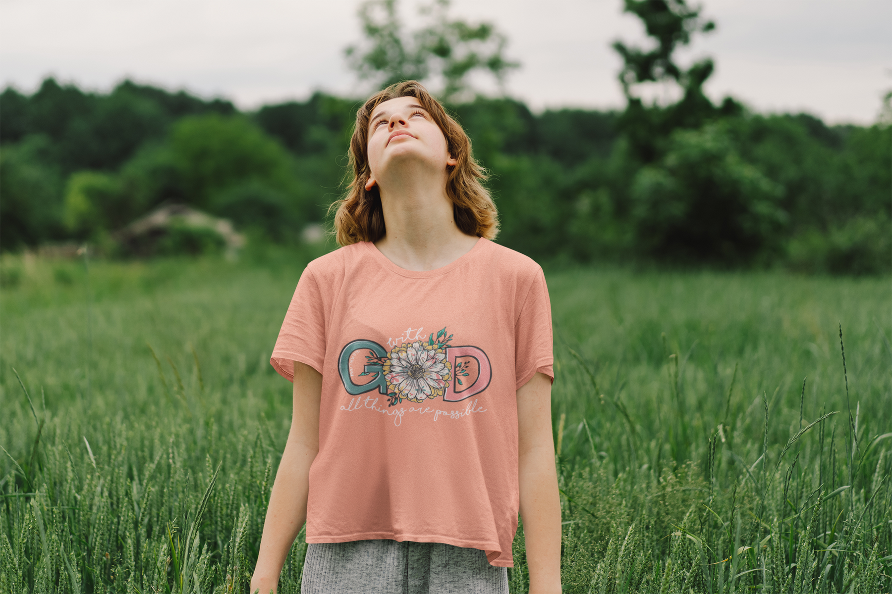 🌼 With God All Things Are Possible – Floral Faith DTF Transfer FT724