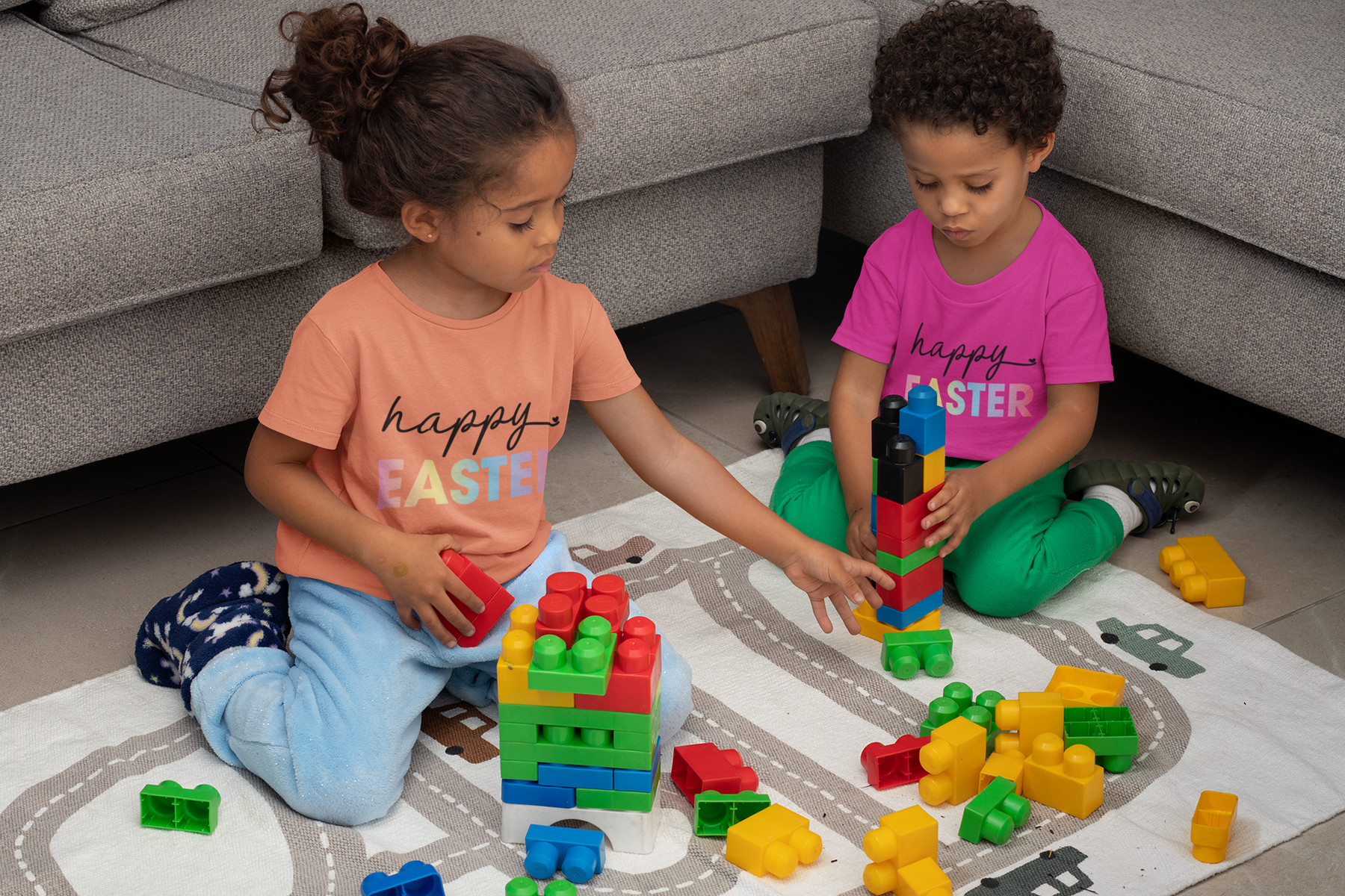 🌈 Happy Easter Bright & Modern Spring Black Design DTF Transfer FT359