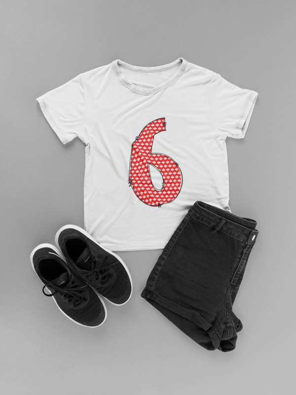 🍁 “6” – Six – Red & White Maple Leaf Pattern Numeric | DTF Transfer FT1016