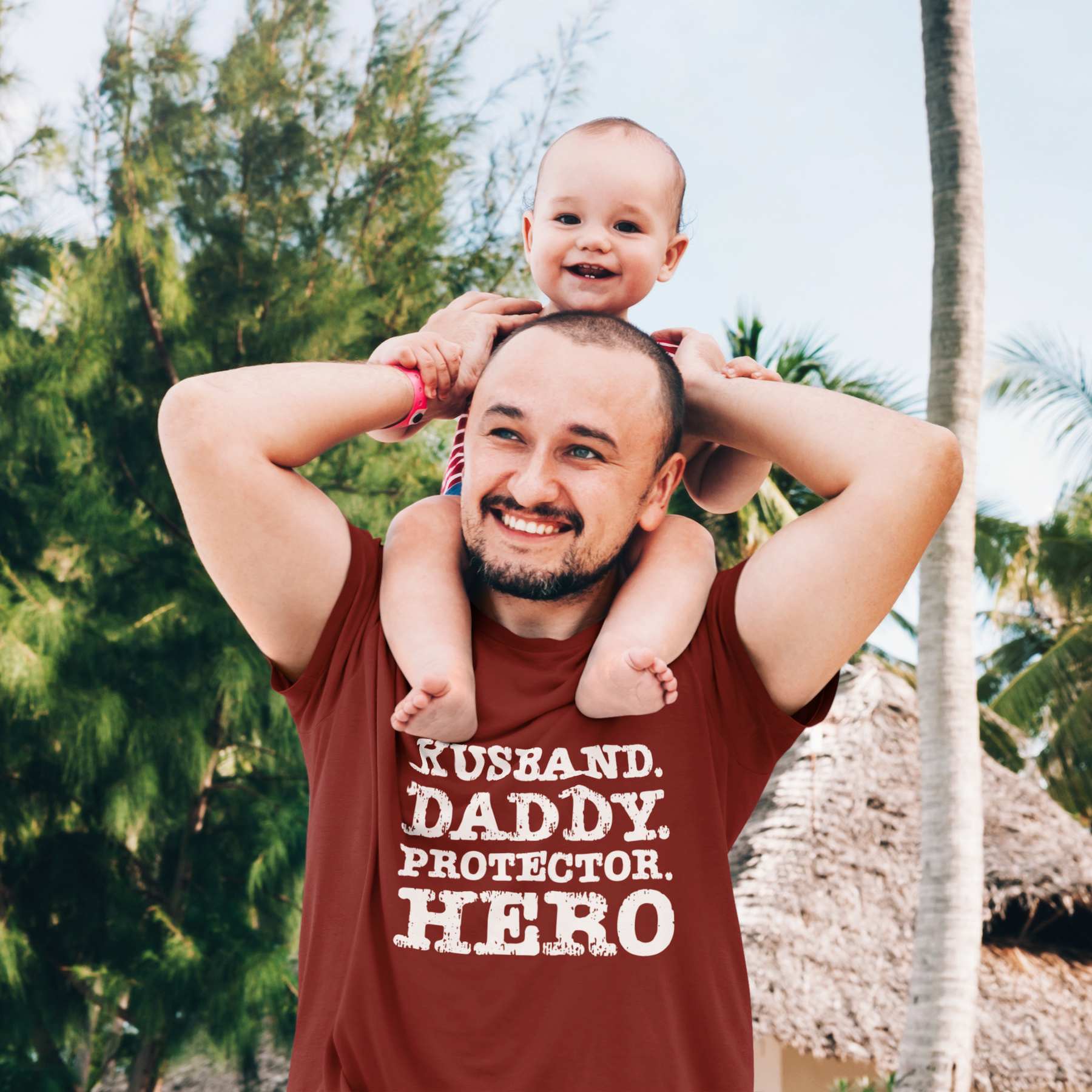 🖤 Husband Daddy Protector Hero Bold White Font Design DTF Transfer FT366