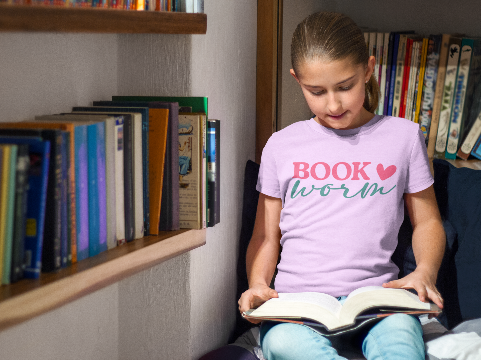 Library Book Transfer Design 📖 BookWorm DTF Transfer FT107 – Falcon Transfers