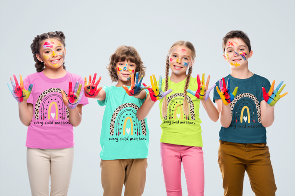 ❤️ Every Child Matters – Leopard Rainbow Heart | DTF Transfer FT975