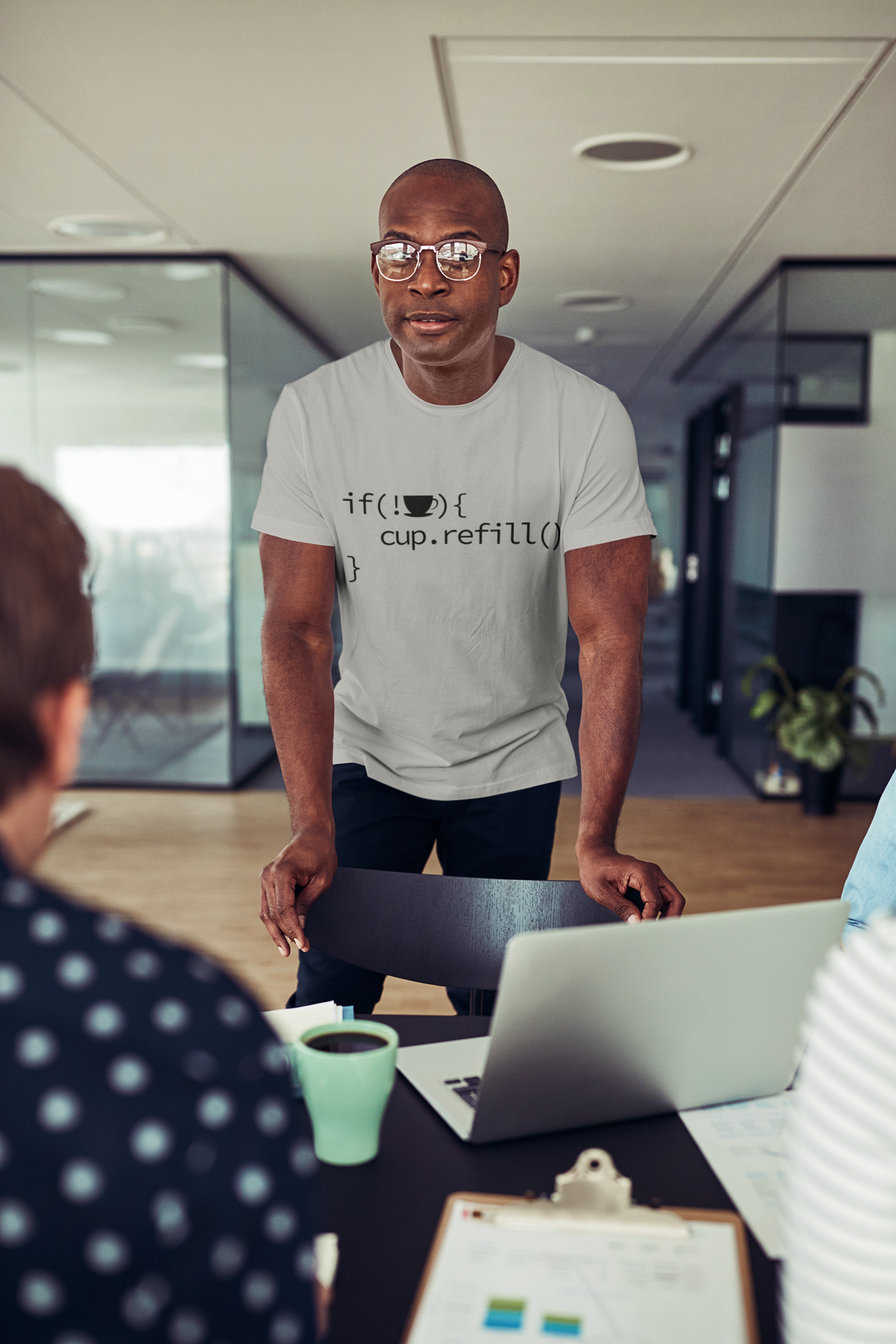 ☕💻 if (!☕) { cup.refill(); } – Programmer Humor Black Font DTF Transfer FT626