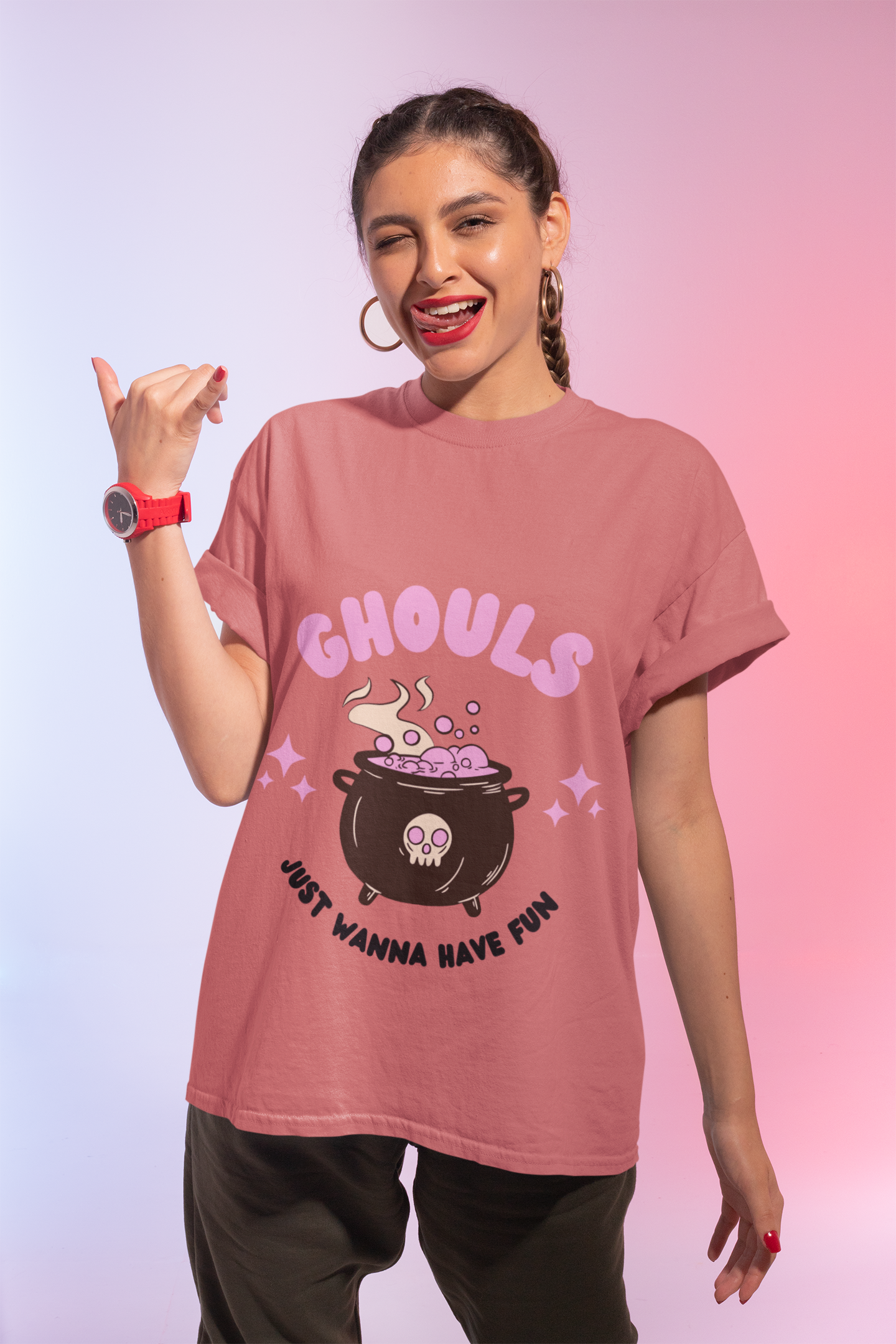 💀 Ghouls Funny Pink Design DTF Transfer FT308