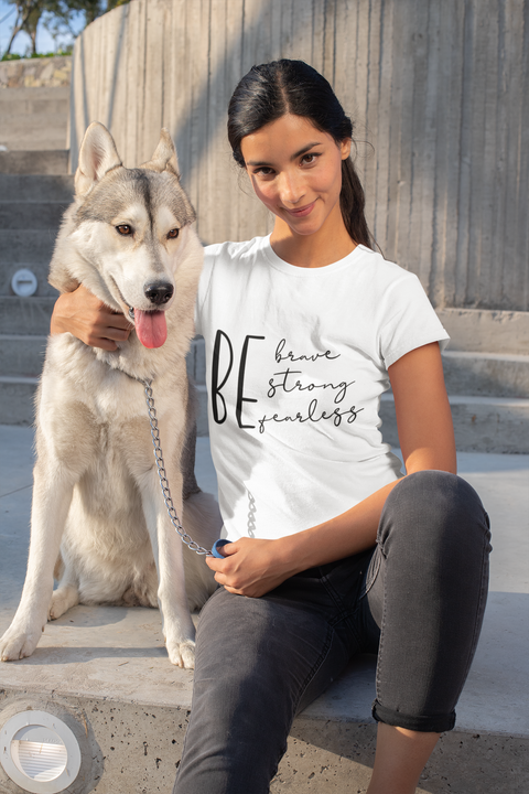 🖤 Be Brave, Strong & Fearless – Black Typography | Tonal DTF Transfer FT820