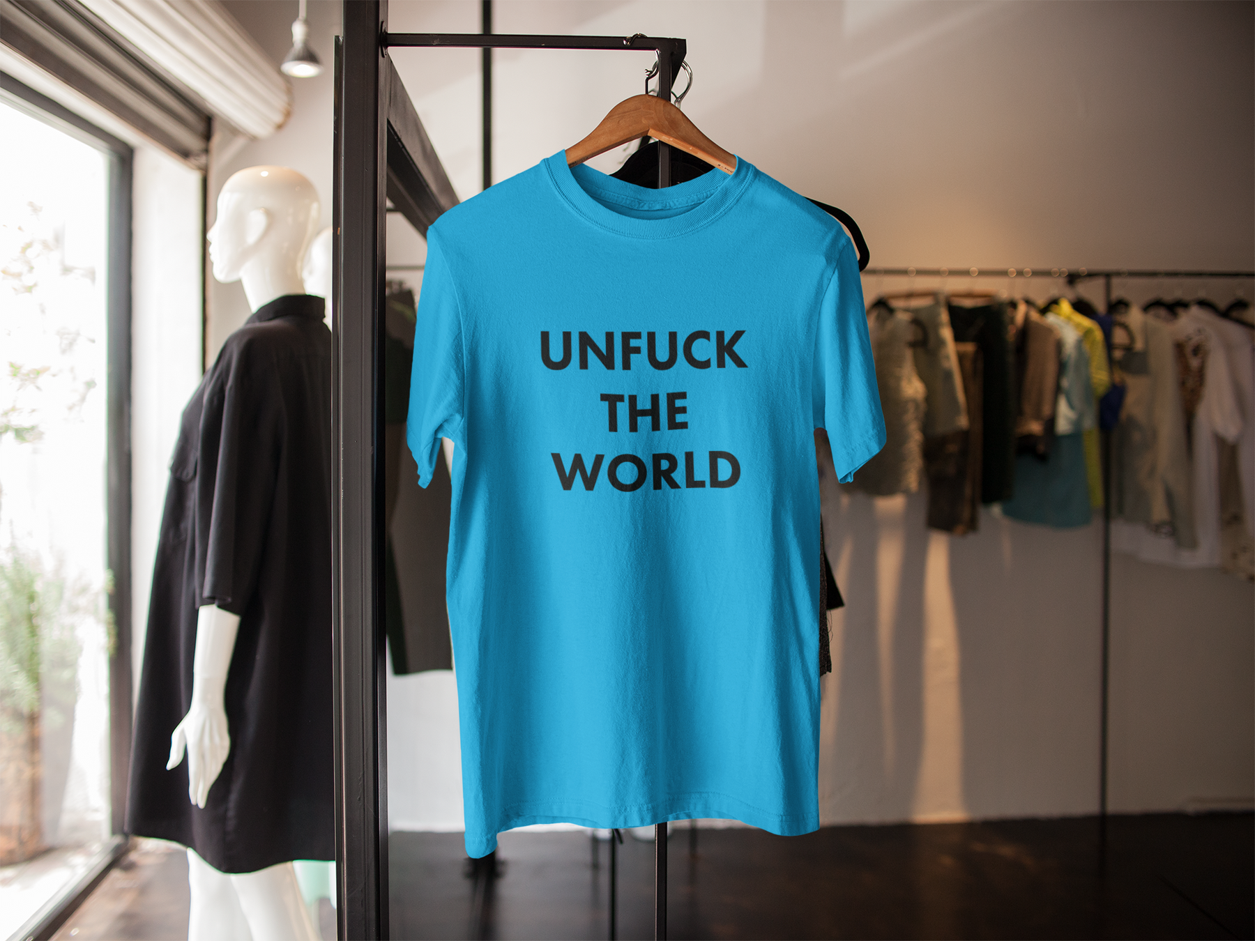 🖤⚡ UNFUCK THE WORLD – Bold Statement Black Font DTF Transfer FT610