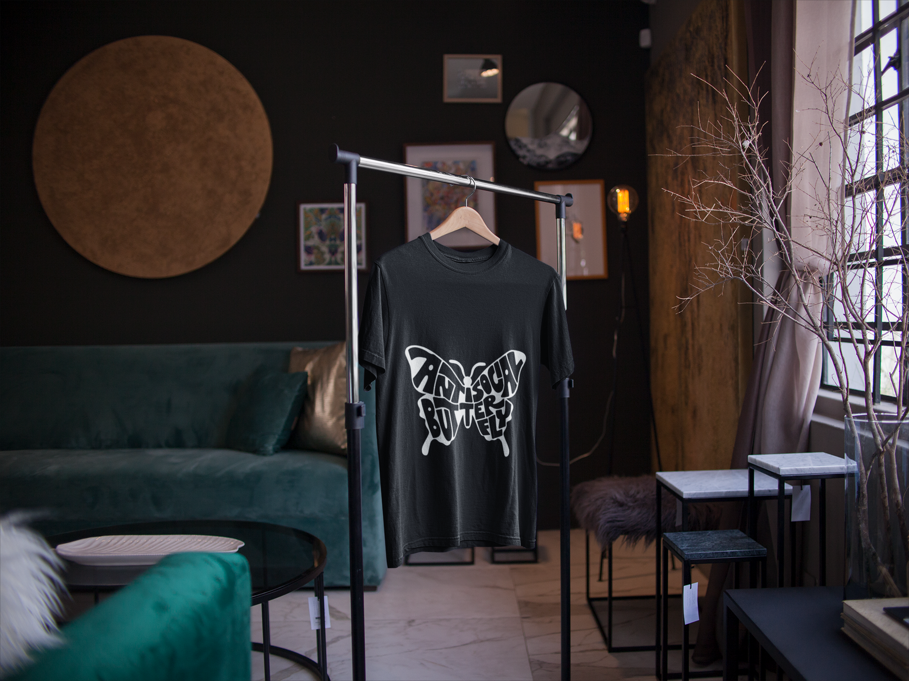 🦋💛 “Anti-Social Butterfly” in Black DTF Transfer in Black FT506