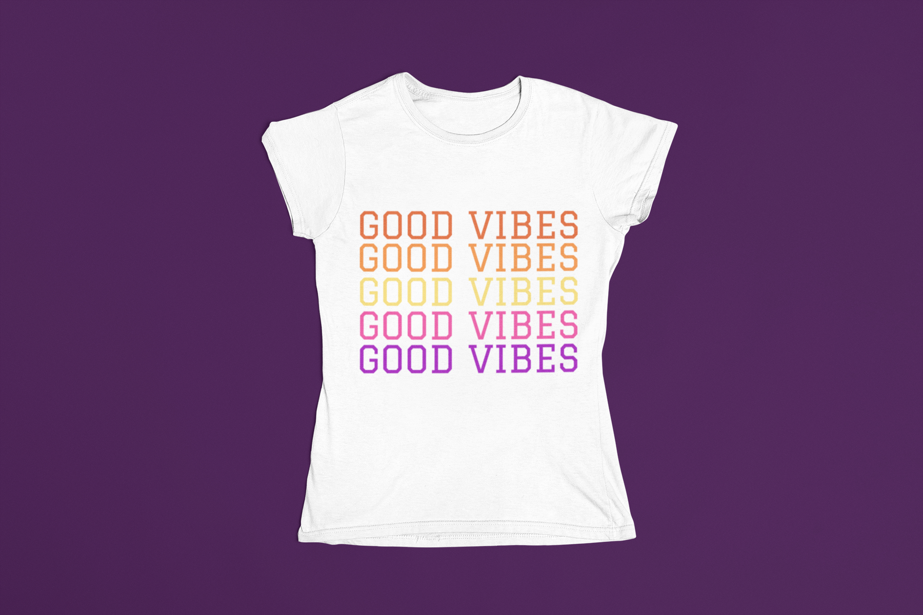 ✨ GOOD VIBES – Retro Gradient Typography | DTF Transfer FT802