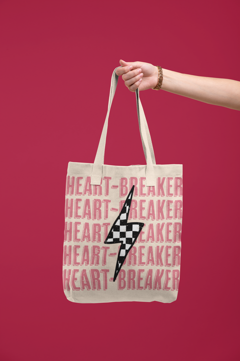 ⚡ Heart-Breaker Pink Retro Text + Checker Lightning Design DTF Transfer FT403