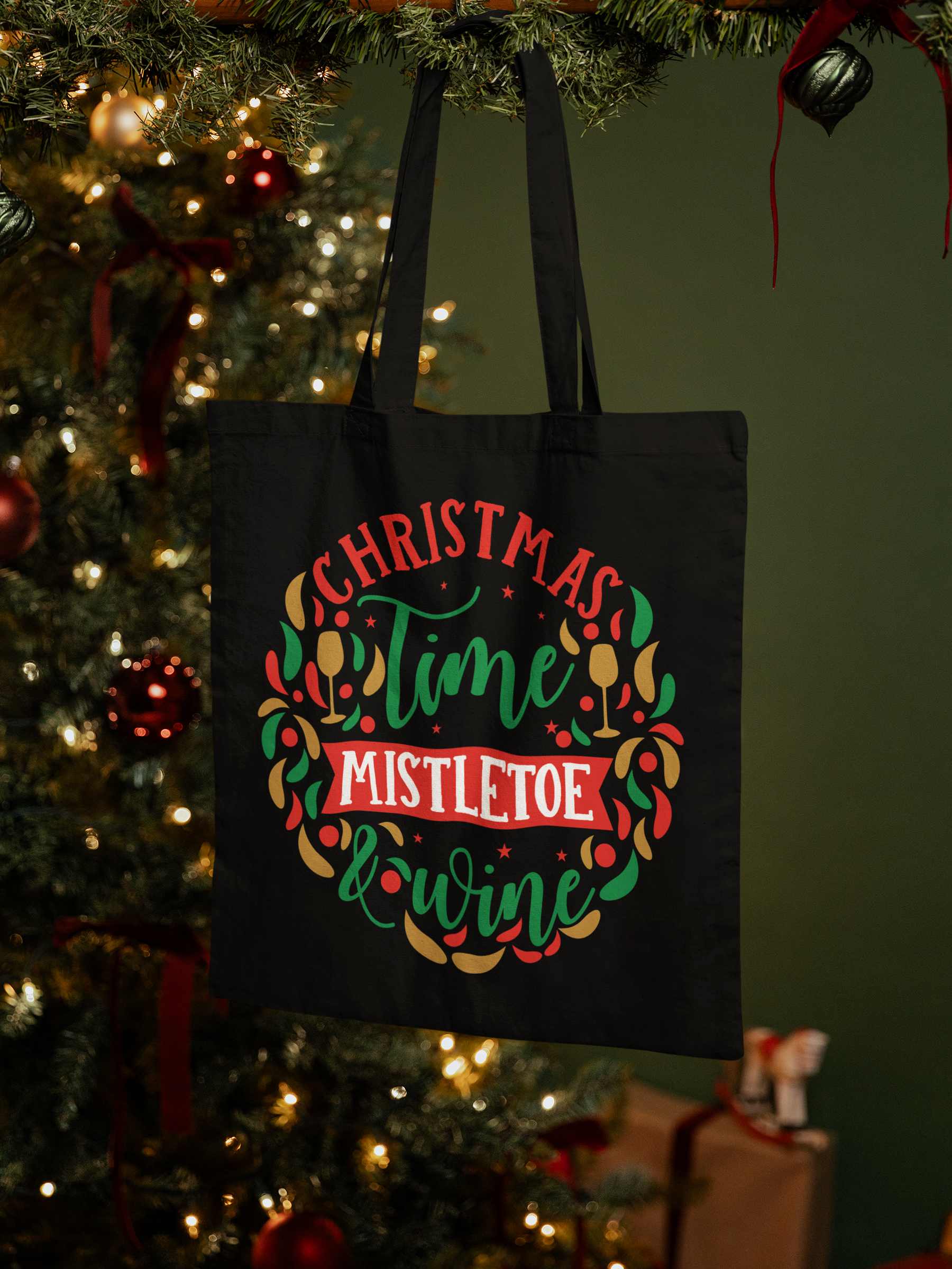 🍷 Christmas Time, Mistletoe & Wine DTF Transfer FT440