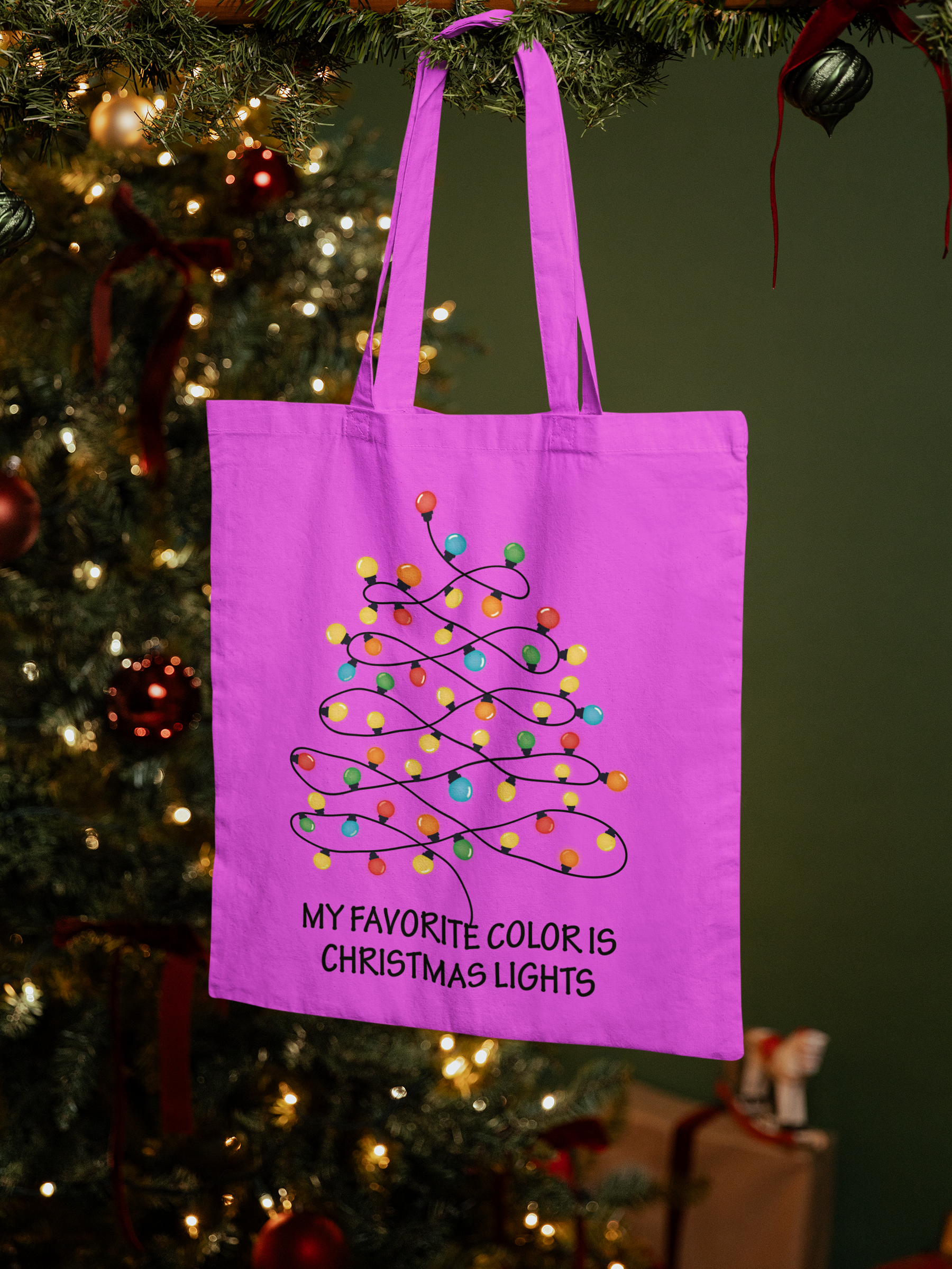 My Favorite Color Is Christmas Lights in Black DTF Transfer FT459