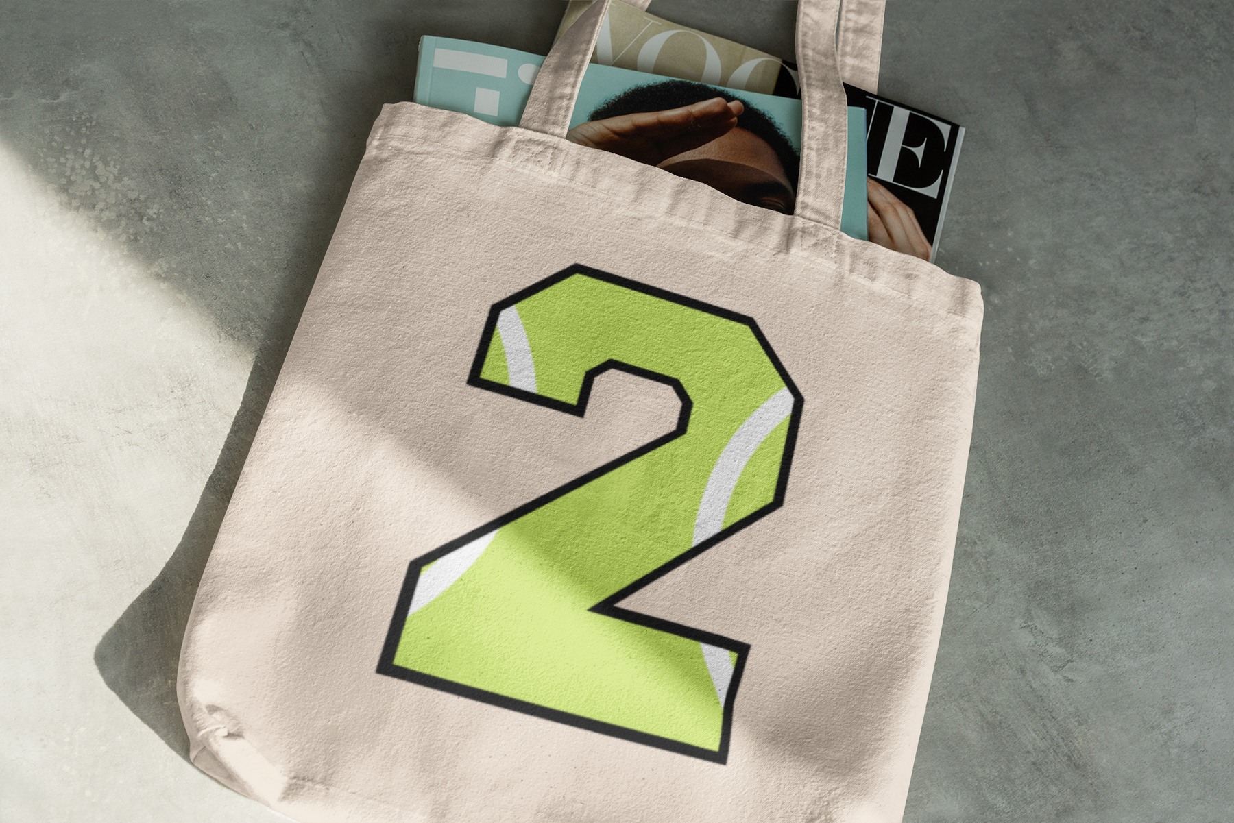 🎾 “2” – Two – Neon Green Tennis-Style Numeric | DTF Transfer FT1042