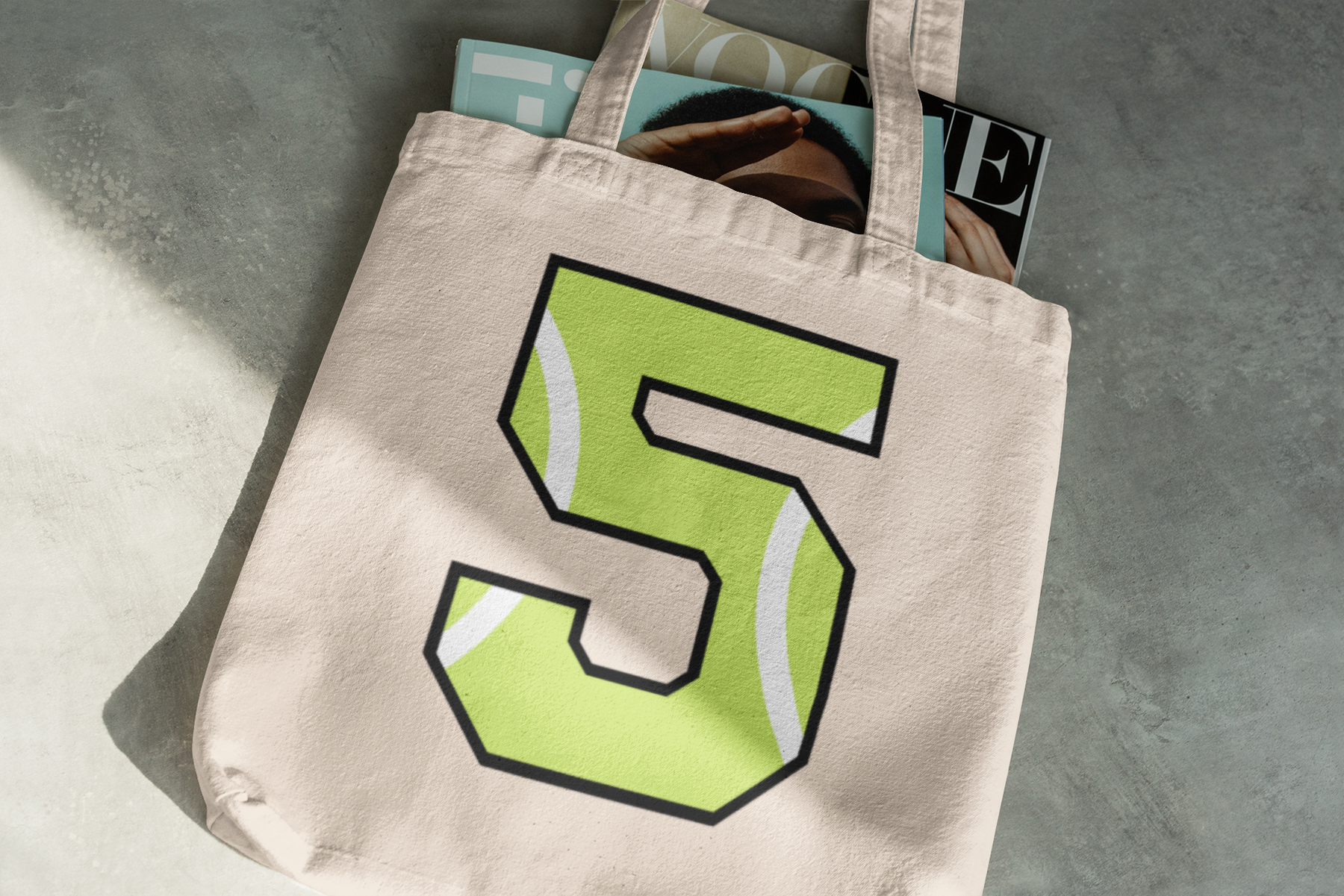 🎾 “5” – Five – Neon Green Tennis-Style Numeric | DTF Transfer FT1045