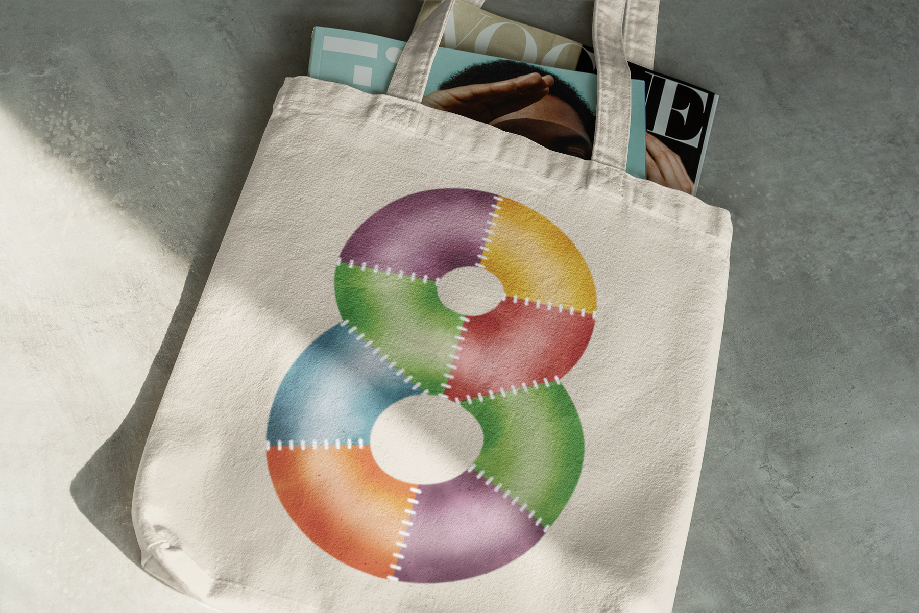 🎂✨ Birthday Number 8 – Patchwork Stitch Style | DTF Transfer FT1151