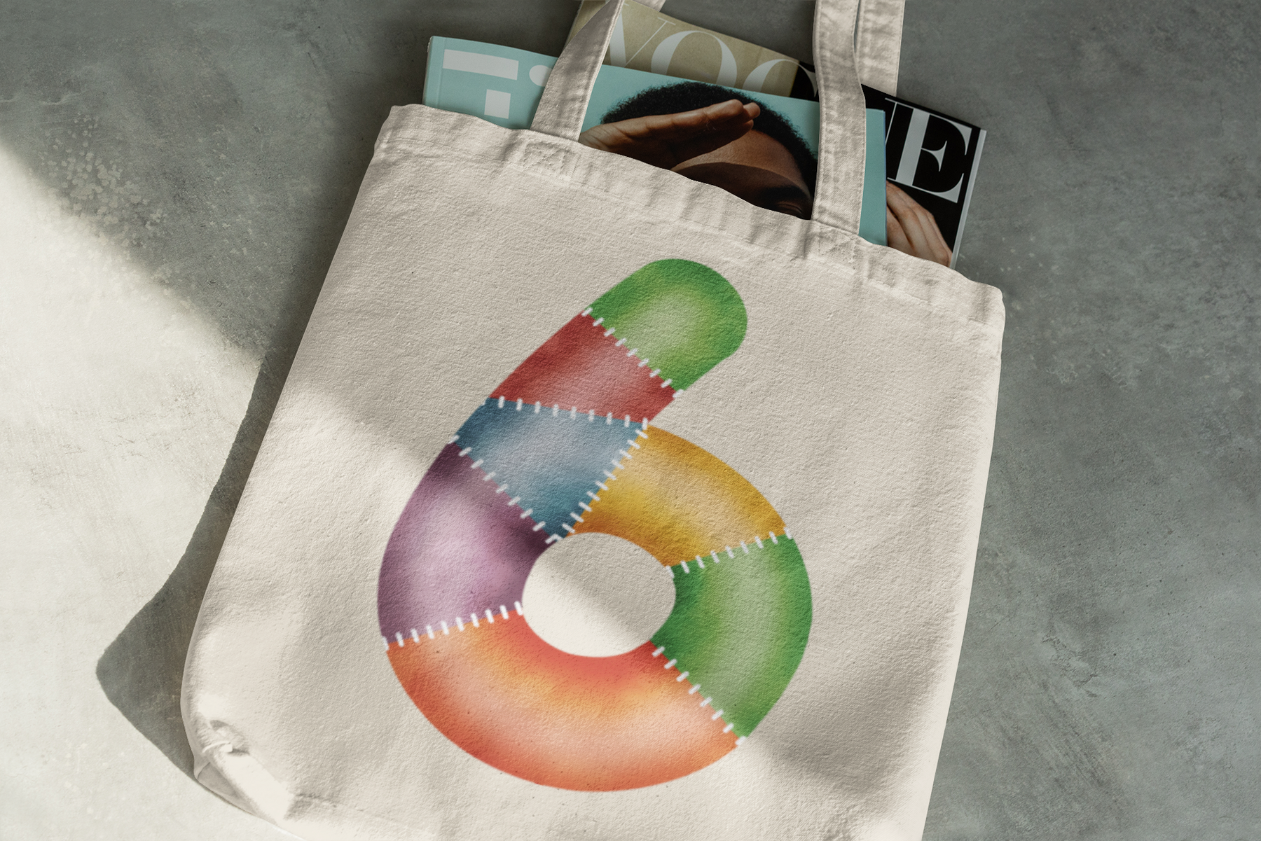 🎂✨ Birthday Number 6 – Patchwork Stitch Style | DTF Transfer FT1149